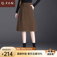 恰凡（QIAFAN）高腰a字半身裙子女士春秋2025新款洋氣中長款顯瘦小個子包臀中裙 咖色【毛呢秋冬款】 M  體重90~100斤