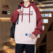 瓊斯先生連帽休閑衛衣男長(cháng)袖T恤春秋季2025新款青少年潮流酷帥男裝上衣服 5028粉紅 L 約105-120斤可穿