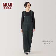 無(wú)印良品（MUJI）女式 木棉混 牛仔背帶褲 女款牛仔褲子秋季女褲  黑色 XL (165/74A)