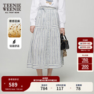 Teenie Weenie【亞麻】小熊女裝半身裙秋季新款時(shí)尚豎條紋裙子長裙 條紋 S