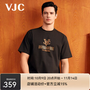 威杰思（VJC） 夏季新款男裝時尚休閑T恤上衣印花D24CA1716 黑色 常規(guī) S 46