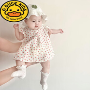 G.DUCKKIDS嬰兒衣服夏季連衣裙薄款女寶寶小翠花背心裙公主裙洋氣時尚裙子 紅色 紅蘋果裙(不含帽子） 66 (建議3-6個月)cm(66(建議3-6個