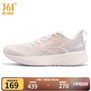 361°女鞋運動(dòng)鞋【Q彈超5】夏季新款361度女緩震跑鞋 白粉/微葡萄紫 37