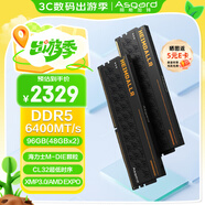 阿斯加特（Asgard）96GB(48GBx2) DDR5 6400 臺式機內存條 海姆達爾 馬甲條 海力士M-die CL32 黑厚甲