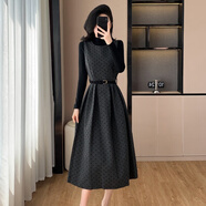 浣伊毛呢背心裙秋冬大碼女馬甲季連衣裙冬裝感搭配一整套裙子 灰色單裙 L