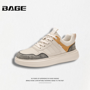 八哥BAGE品牌男鞋2025秋冬新款百搭防滑低幫軟底運動(dòng)鞋時(shí)尚復古板鞋男 卡其 39