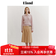 ELAND衣戀小奶羔毛衣女POLO領(lǐng)短款絞花含綿羊毛2025早秋新款 粉色(25)Pink S 160