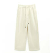 帕羅（PALUOPO）2025冬季極簡(jiǎn)高腰抽繩寬松直筒休閑褲奶茶百搭松緊腰帶長(cháng)褲 米白 L 165/72A