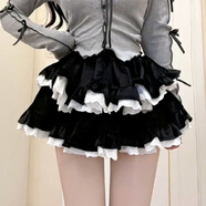 晉影2025夏新款歐若風(fēng)蕾絲蛋糕裙少女辣妹芭蕾風(fēng)短裙超仙半身蓬蓬裙ML 絲絨拼色芭蕾裙 黑色 S 90斤以下