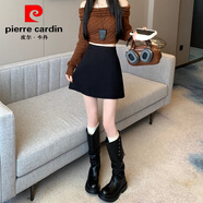 皮爾卡丹（pierre cardin）秋冬毛呢包臀裙小個(gè)子韓版復古a字短裙加厚高腰防走光半身裙褲女 黑色【帶內襯 毛呢款】 XS 90斤以下