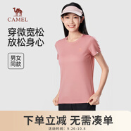 駱駝運動短袖T恤男女士圓領(lǐng)寬松透氣休閑百搭戶外跑步健身快干上衣 T恤】T0S1Y6147A粉紅 女款 S