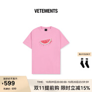 VETEMENTS夏季潮流西瓜T 全棉短袖圓領(lǐng)寬松休閑簡約情侶款高街西瓜T恤2025 粉紅 M