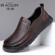 澳倫（aolun）店鋪熱銷(xiāo)2025新款休閑商務(wù)男皮鞋軟底防滑百搭舒適 深棕色 41