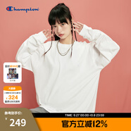 Champion冠軍春秋款純棉貼布刺繡LOGO圓領(lǐng)長(cháng)袖T恤男女情侶款 白色 XL