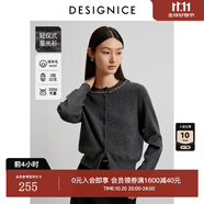 迪賽尼斯（DESIGNICE）2024冬季新款氣質(zhì)千金風(fēng)灰色羊毛開衫圓領(lǐng)長(zhǎng)袖毛針織衫女 灰色 S