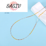 SAGIV品質(zhì)三色項鏈百尋925銀扭麥粒彩銀鍍鎖骨菠蘿鏈時(shí)尚 三彩菠蘿間光紋項鏈