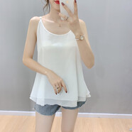 加大碼背心女夏裝胖mm內搭遮肚孕婦雪紡衫200斤寬松打底吊帶外穿 白色 選尺碼見(jiàn)詳情介紹 L
