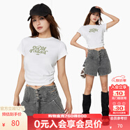 KAMA卡瑪短袖涼感冰皮抽褶辣妹緊身T恤夏季女百搭顯瘦上衣打底衫 白色 S