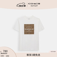 蔻馳（COACH）奧萊男士男裝經(jīng)典標(biāo)志SQUARE T恤春夏款短袖 白色 M