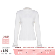 兩三事梵高文藝 青衫 蕾絲拼接半高領(lǐng)打底衫女春季復(fù)古修身內(nèi)搭針織衫 白色 均碼 F