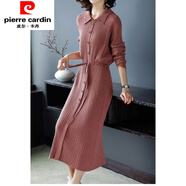皮爾卡丹（pierre cardin）2025秋季新款收腰顯瘦針織連衣裙打底毛衣裙中長款韓版寬松長裙子 磚紅色 M