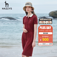 哈吉斯（HAZZYS）女裝 夏季款女士薄款收腰雅致大方Polo領(lǐng)連衣裙AQWSE03BF01 酒紅色WN M (160/84A 38)