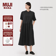 無(wú)印良品（MUJI）女式 漢麻 棉 短袖連衣裙 女裝裙子25年夏季寬松透氣長(zhǎng)裙BC2MJC5S 黑色 L （165/88A）