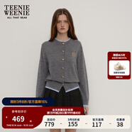 Teenie Weenie小熊秋季綿羊毛軟糯毛針織開衫簡約通勤毛衣外套女裝 深灰色 S (160)