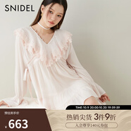 SNIDEL2025春夏新品刺繡花邊荷葉領喇叭袖襯衫連衣裙SWFB251065 粉米色 均碼 (F)