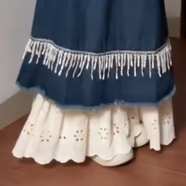 映棠文藝小清新繡花日系森女刺繡純色半身裙內襯雙層半裙春秋 S