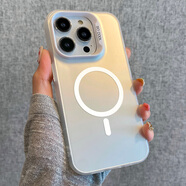 世詠（SHIYONG）適用蘋果14pro手機(jī)殼 iphone14pro保護(hù)套Magsafe磁吸全包超薄簡(jiǎn)約時(shí)尚創(chuàng)意彩銀鐳射防摔男女 白色