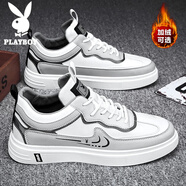 花花公子（PLAYBOY）男鞋子男2025秋冬季板鞋男款休閑小白鞋男士潮流運動(dòng)鞋 白灰新 44