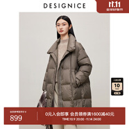 迪賽尼斯（DESIGNICE）冬季新款白鵝絨高級感通勤外套純色立領羽絨服女 褐色 M 建議拍前聯(lián)系客服確認