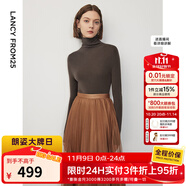 朗姿【朗姿羊毛Basic衣櫥】純羊毛法式毛針織衫冬季新款修身長(zhǎng)袖毛衣 深咖色2 2XL