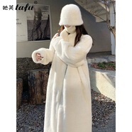 她芙（tafu）品牌女裝水貂絨毛皮草外套女2025冬季新款加厚長(cháng)款立領(lǐng)貂皮毛一體 奶白色 M （115-135斤）