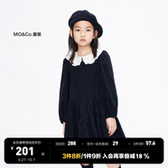 little MO&Co.拜年服童裝秋冬裝洋氣女童純棉娃娃領(lǐng)連衣裙兒童裙子 黑色 130 130/60