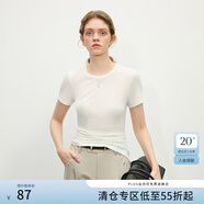 范思藍恩解構(gòu)JI簡澳毛蘭精天絲T恤不對稱斜擺2025春新款T恤1168 白色 M