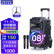 TEMEISHENG 特美聲SL08-31戶外拉桿移動(dòng)大功率K歌帶KTV美聲話筒大音量會(huì)議唱歌演出活動(dòng)主持拓展音響藍(lán)牙音箱 8寸標(biāo)配+2支無線話筒+禮包+支架