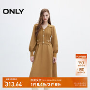 ONLY秋季氣質(zhì)優(yōu)雅拼接V領(lǐng)中長(zhǎng)裙針織連衣裙女|124307012 E10 烤椰子棕色 S (160) 80A