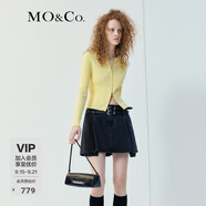MO&Co.針織開衫字母刺繡雙開頭拉鏈修身針織衫辣妹風(fēng)醬果紅摩安珂 明黃色 S 160