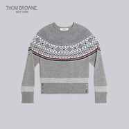 THOM BROWNE[TB]湯姆布朗童裝蝙蝠袖羊毛兒童套頭衫針織衫 淺灰色 100