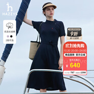 哈吉斯（HAZZYS）女裝 夏款斜領(lǐng)氣質(zhì)時(shí)尚女針織連衣裙AQWSE03BF02 藏青色NV XL (170/92A 42)
