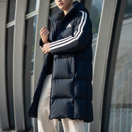 阿迪達斯（adidas）外套男 25秋季新款戶(hù)外運動(dòng)休閑服健身訓練棉羽防風(fēng)保暖羽絨服 墨水藍/長(cháng)款/經(jīng)典三條紋 3XL 【建議體重200斤-220斤】