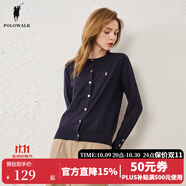 POLOWALK女士針織衫秋春圓領(lǐng)開(kāi)衫短版簡(jiǎn)約百搭經(jīng)典款毛衣線衣 藏青 2XL (175)