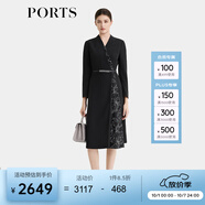 PORTS寶姿女裝2024早秋新款簡約時(shí)尚印花經(jīng)典撞色拼接收 黑色 L (8)