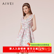 AIVEI欣賀艾薇夏季日系森女甜美田園公主無(wú)袖碎花連衣裙R036S020 玫瑰粉 L