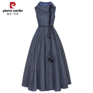 皮爾卡丹2025年新款無(wú)袖背心裙女秋冬復古格子毛呢裙馬甲裙收腰顯瘦連衣裙 藍格裙子【單裙】 M