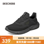 斯凱奇（Skechers）夏季男鞋新款輕便一腳蹬透氣網面休閑運動跑步鞋百搭慢跑鞋210281 全黑色/210281-BBK 40