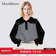 MeetMetro瑪依爾毛衣女2025秋新款娃娃領(lǐng)寬松休閑慵懶風(fēng)套頭上衣 灰色【現(xiàn)貨閃電發(fā)】 M