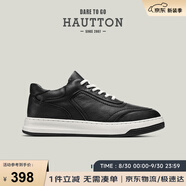 皓頓（HAUT TON）男鞋頭層牛皮板鞋低幫小黑鞋子運(yùn)動(dòng)休閑鞋子男 XB532 黑色 41